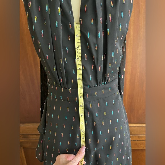 Betsy & Adam Metallic Front Ruffle Slit Halter Nevk Sleeveless Gown - Picture 8 of 17